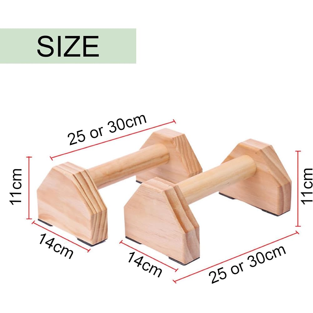 Asdays Push Up Bar, Wooden Push Up Bar, Muscle Training, Handstand Bar, Large, Thick, Stable, Sturdy, Non-Slip, Load Capacity 300kg, Set of 2