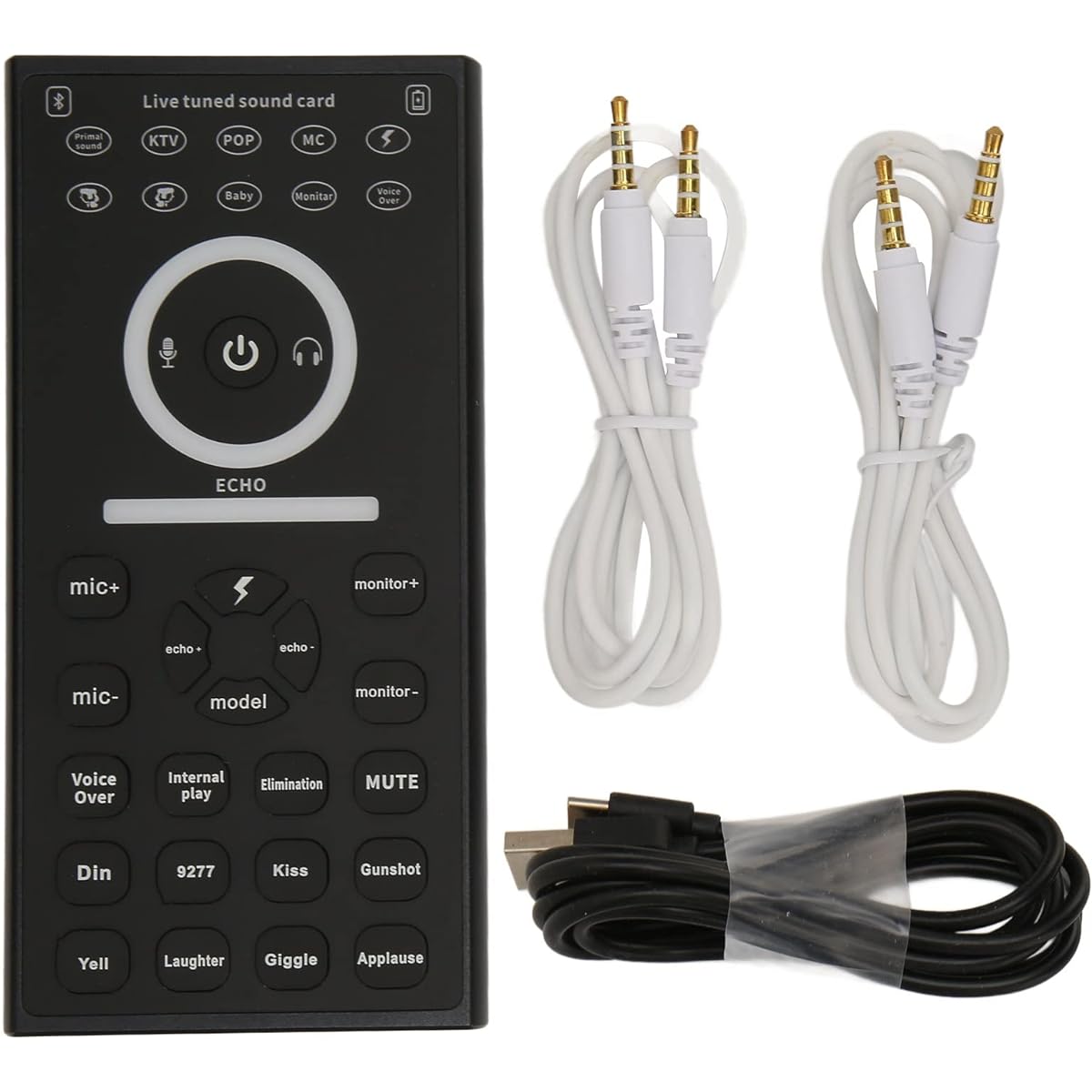 Mini Voice Changer Multi Sound Effects Plug and Play Handheld Live Sound Card Voice Changer Microphone for Phone PC