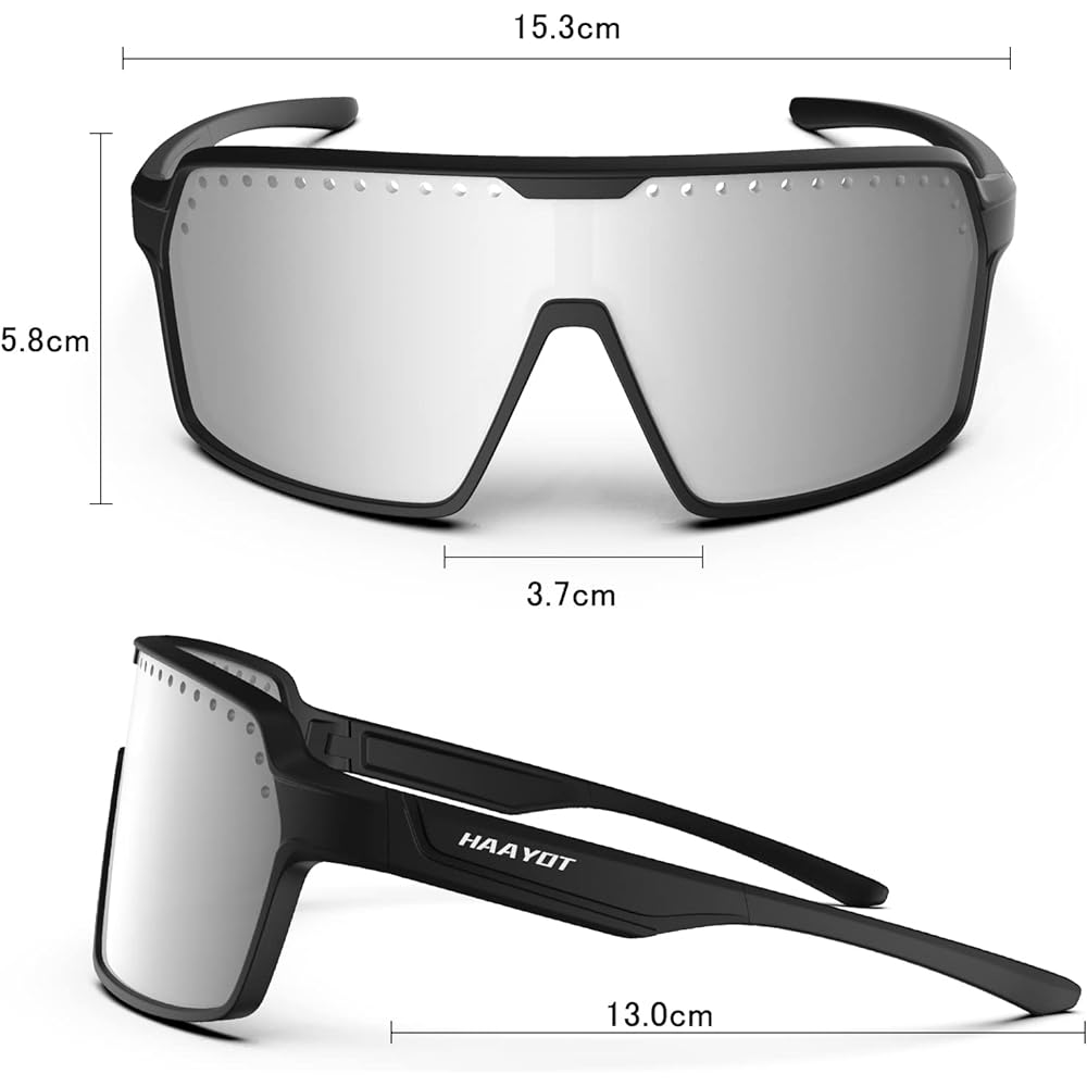 [HAAYOT] Polarized Cycling Glasses for Men and Women Road Bike Sports Sunglasses 3 Lens TR90 Frame MTB Goggles Mountain Bike Glasses Running Fishing Driving