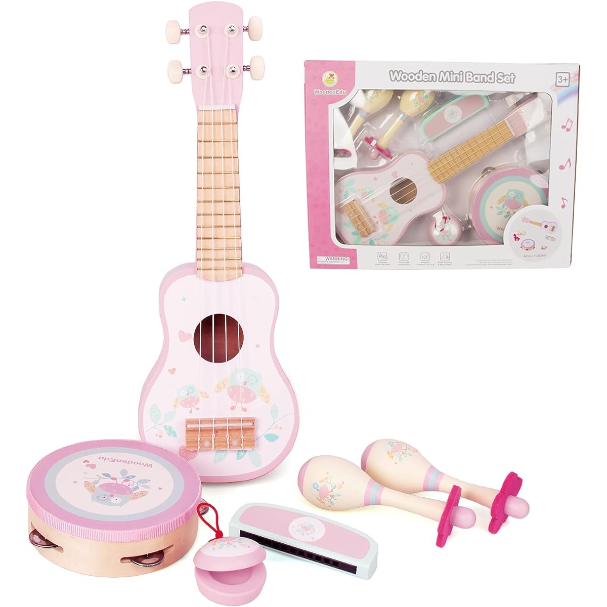 Children's Guitar Instrument Set 17 Inch Ukulele with Nylon Strings Tuning Gear Ukulele for Beginners