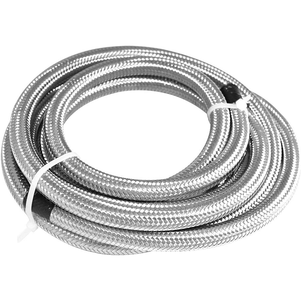 6AN 12ft Universal Braided Oil Fuel Line Hose Stainless Steel Fuel Hose 6pcs AN6 Hose Fitting Kit