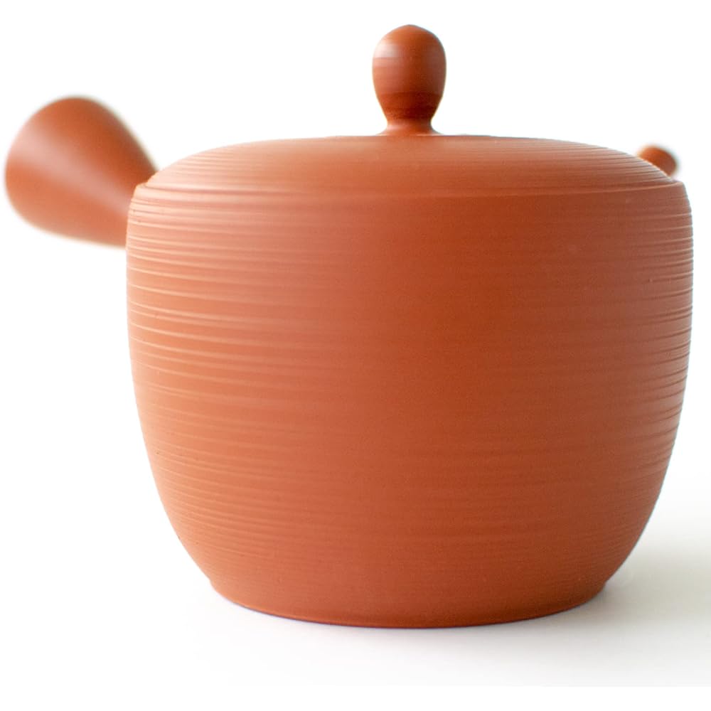 Tokoname Ware Tokocralabo (Tokocralabo) Gyokukogama Teapot Vermillion Ceramesh Ceramic Tea Strainer for Two People Approximately 290ml Lined Pattern Green Tea Japanese Tea Made in Japan 266257