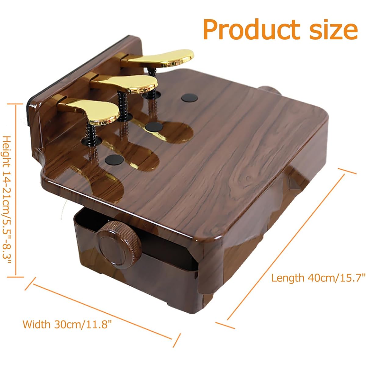 Buhelyc Sustain Pedal Children's Piano Auxiliary Pedal Piano Pedal Extender with 3 Gold Plated Pedals Adjustable Height ABS Material for Beginners, Kids, Young Pianists (Color: C)