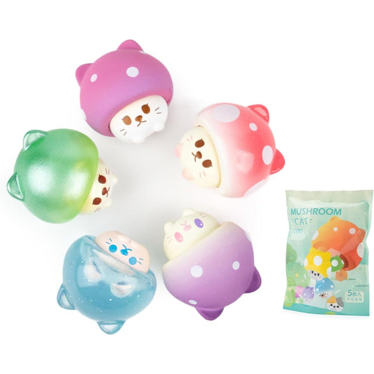 BEEMAI Mushroom Cat Series Blind Pack (5 per bag) Random Design Cute Figure Collection Toy Birthday Gift