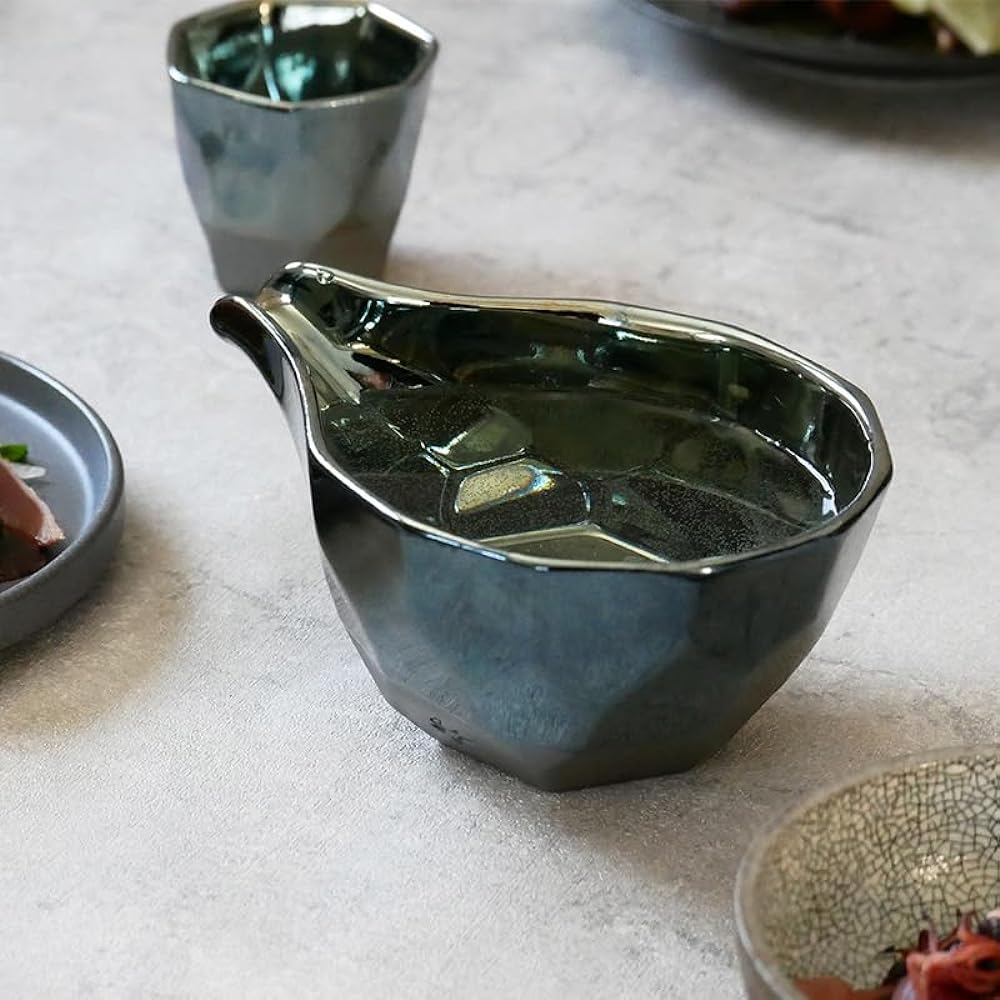 EAST table Single mouth sake cup Tsubame Kobo Platinum Blue 290cc Made in Japan Microwave safe Dishwasher safe 89-011