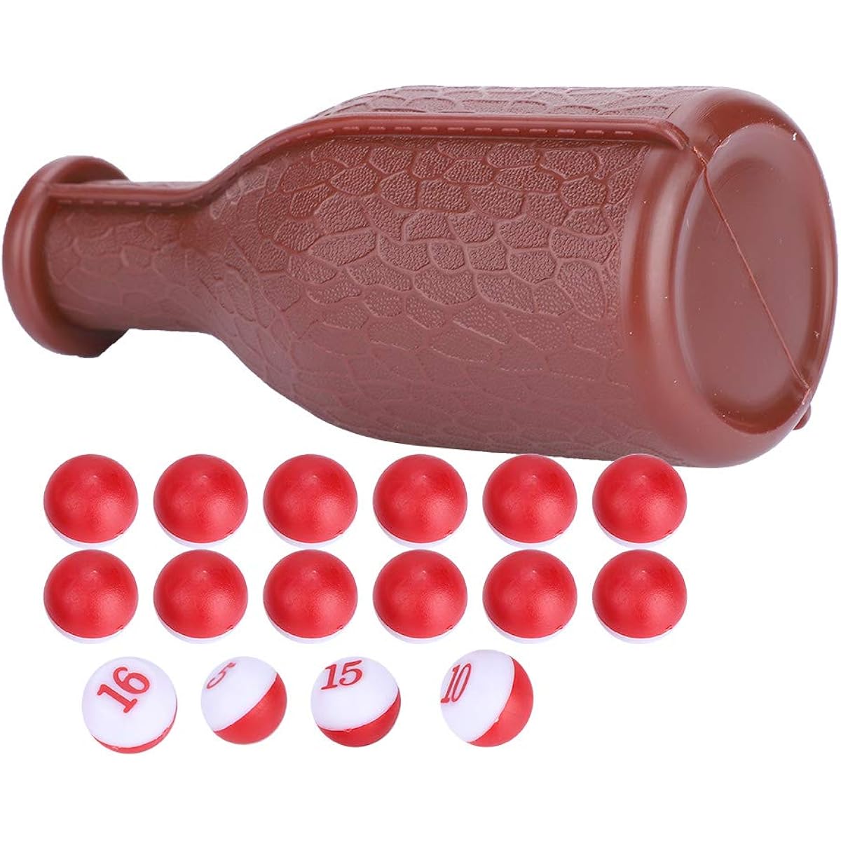 Billiard Shaker Bottle Snooker Pool Shaker Bottle Brown Pool Dice Billiard Accessories with 16 Numbered Tally Balls