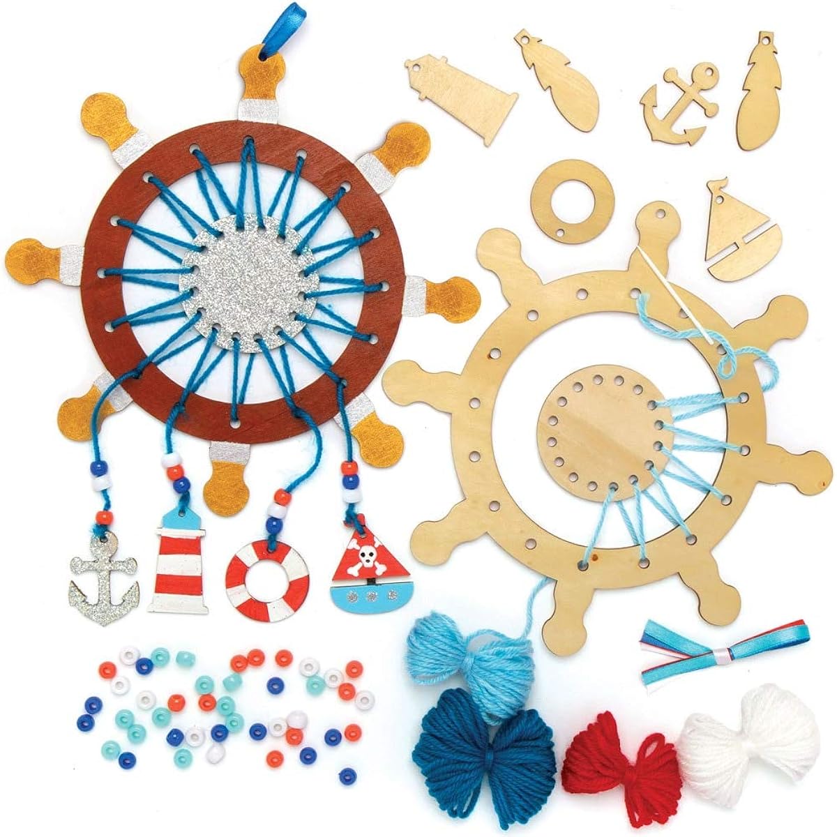 Baker Ross Seaside Wooden Dream Catcher Kit Dream Catcher Kids Arts & Crafts (Pack of 4)