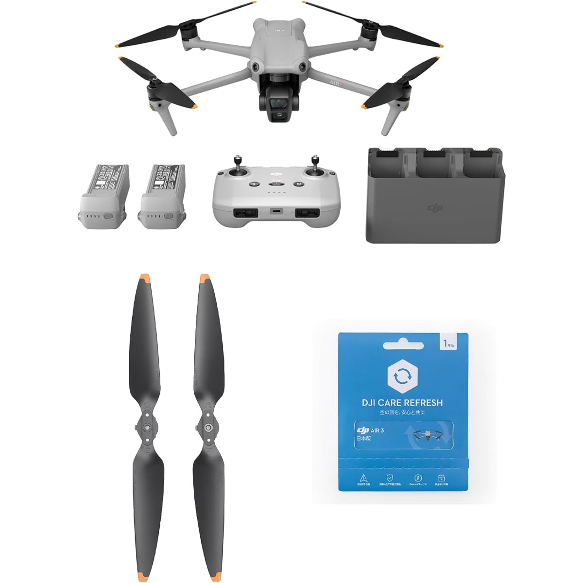 DJI Drone Air 3 Fly More Combo (DJI RC-N2 included) + DJI Air 3 Low Noise Propellers + Card DJI Care Refresh 1-Year Plan (DJI Air 3)