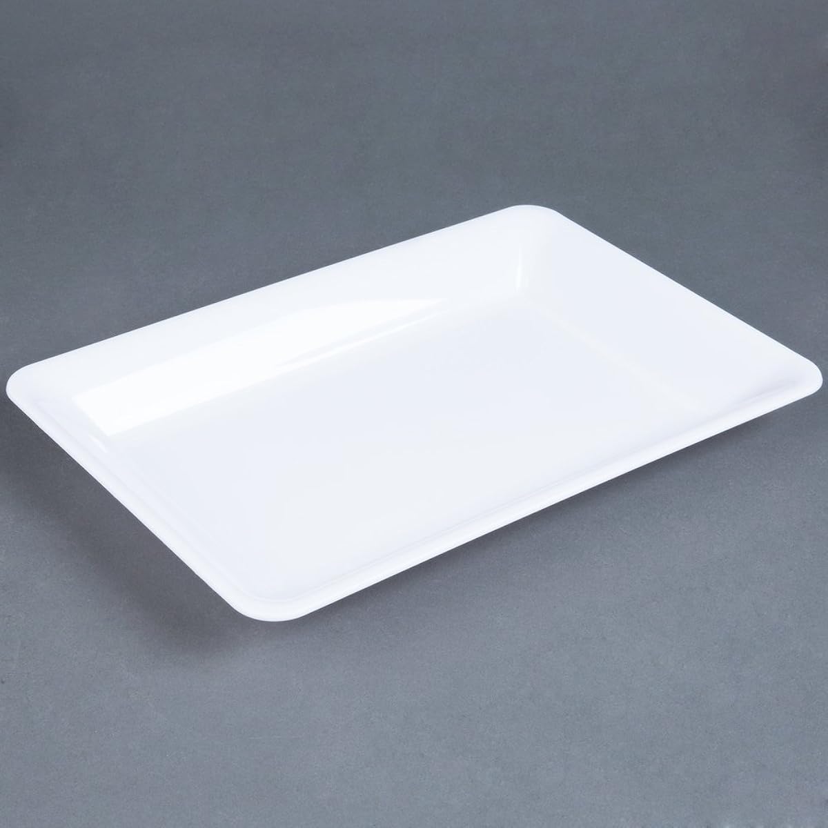 Simple Rectangular Plastic Tray Party Table Reusable Soft and Decorative Plates, White, 9 1/5" x 14 1/5"