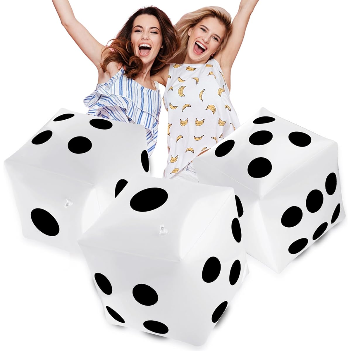 3 Pack Jumbo Inflatable Dice Giant Inflatable Jumbo Dice Large Inflatable Dice Games Pool Toys Party Favors (White 20 Inch)