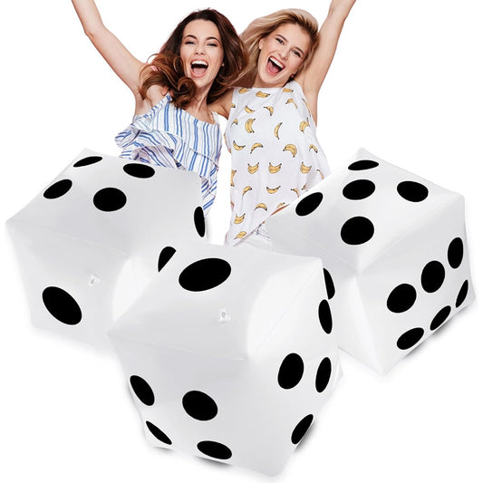 3 Pack Jumbo Inflatable Dice Giant Inflatable Jumbo Dice Large Inflatable Dice Games Pool Toys Party Favors (White 20 Inch)
