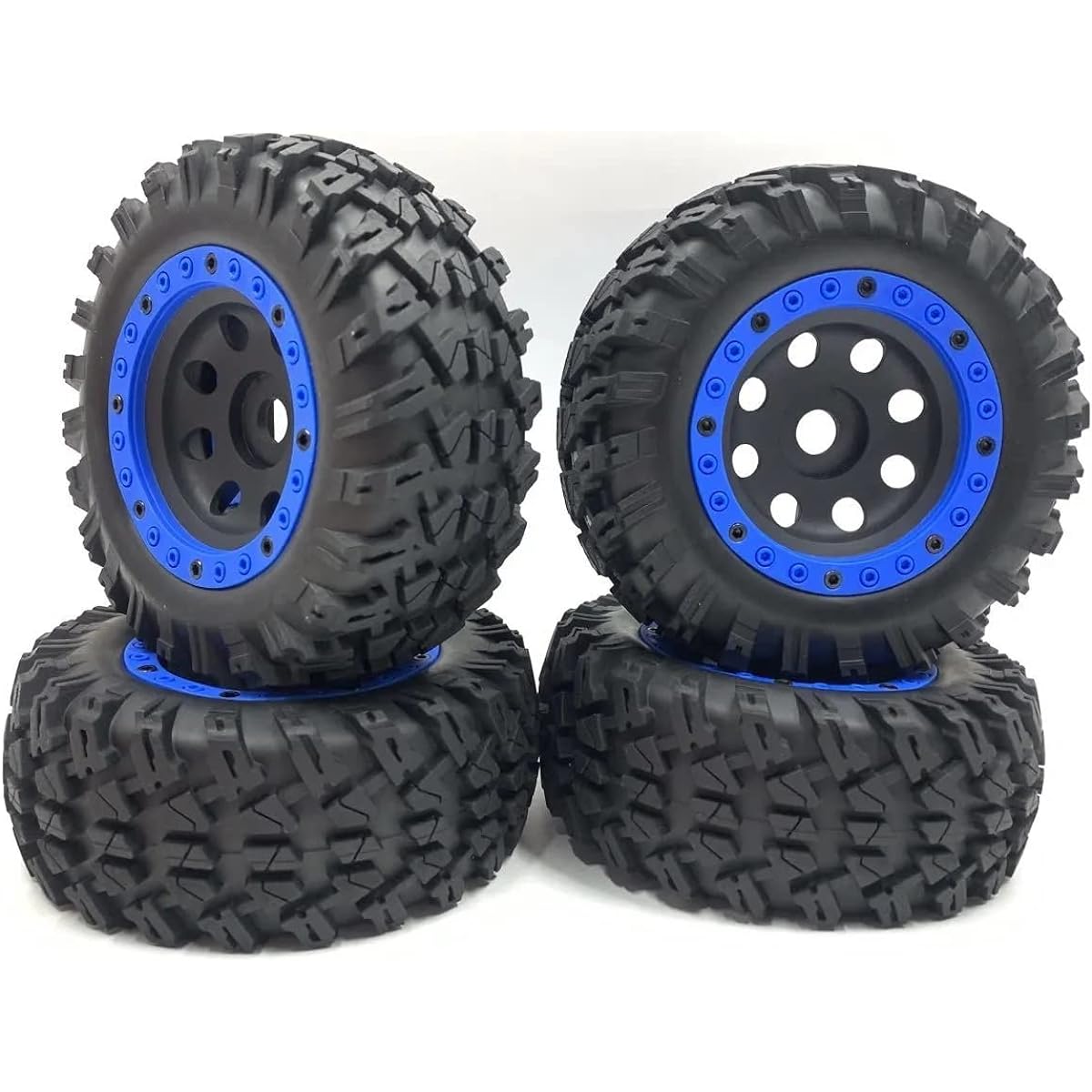 Blue Beadlock Rings Rally On-Road Race Shore 4x4 Truck Hex 17mm Beadlock Wheels/Rims and Tires 4pcs 1/7 1/8 TRAXXAS UDR hobao 8SC ARRMA Mojave FS Atom kyosho XXL hsp redcat