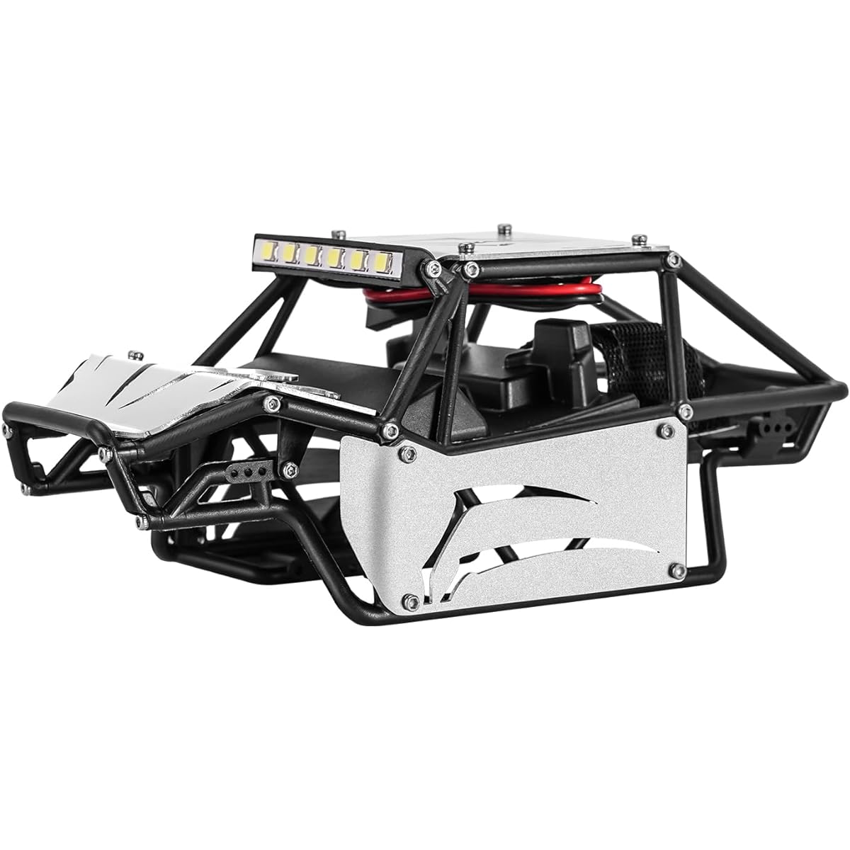 INJORA Nylon Rock Buggy Body Shell Aluminum Panel Chassis Kit for 1/24 RC Crawler Car Axial SCX24 C13 JLU Bronco Upgrade Parts(Silver)