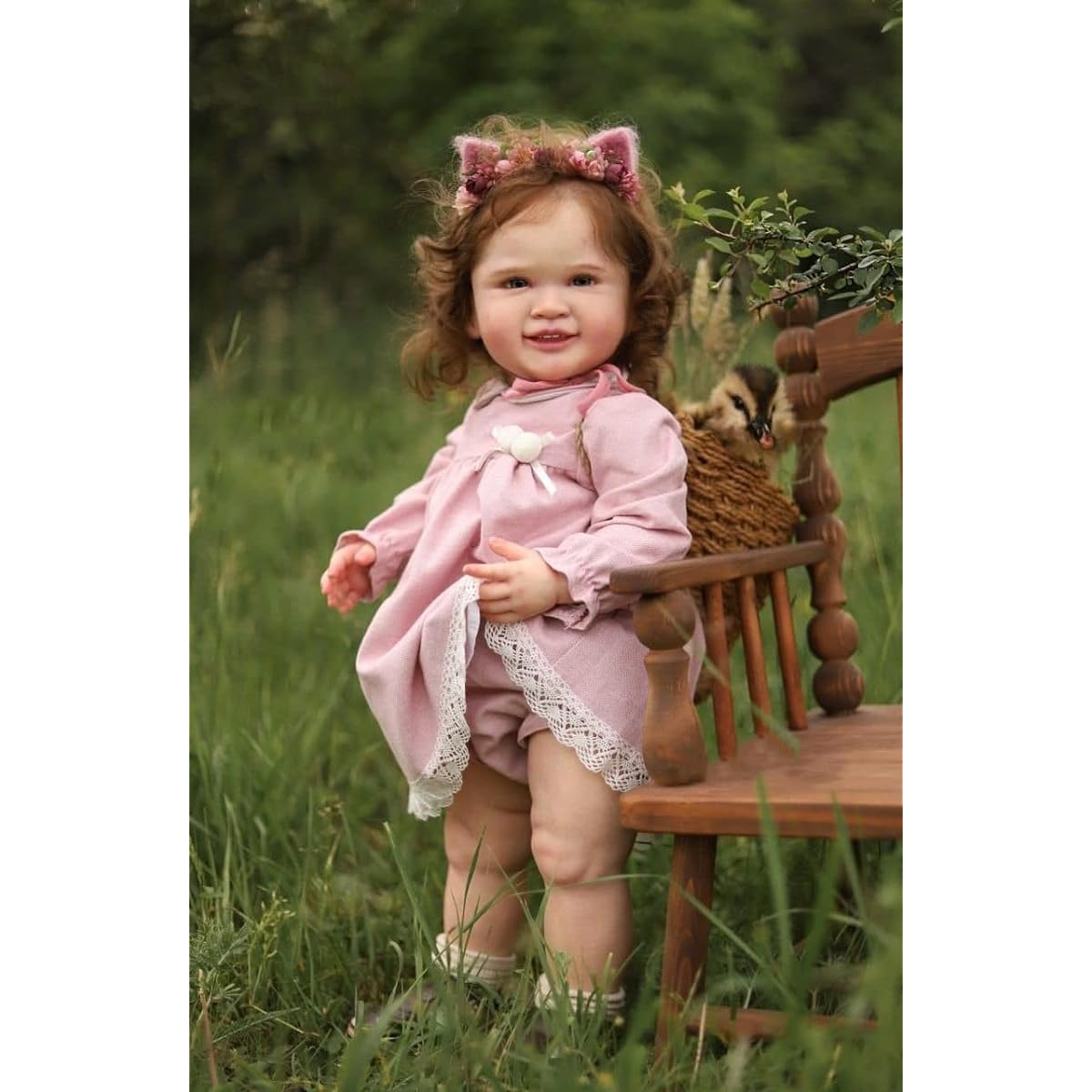 Pinky Reborn Baby Doll 28" 70cm Silicone Vinyl Girls Reborn Toddler Baby Doll with Rooted Hair Realistic Lifelike Newborn Doll Gift for Ages 3+