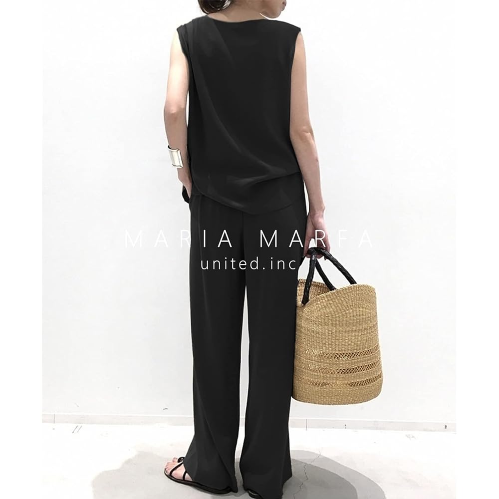 [MARIA MARFA] Setup Women's Summer Beautiful Tops Pants 2 Piece Set Plain Simple Casual (2S-M53)