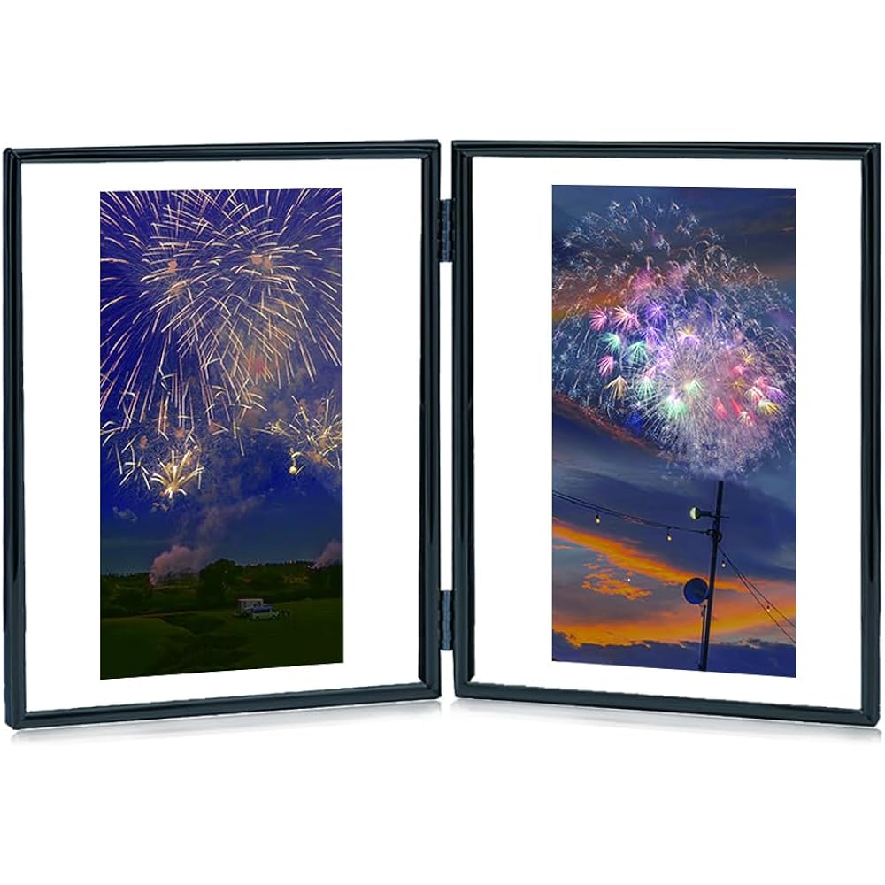 SAEGYPET Metal Photo Frame, 7 Dimensions, Double-Sided Photo Frame, 2 Pieces, Transparent Glass, Foldable, Stylish Design for Family, Friends, Graduation, Weddings, Housewarming Gifts