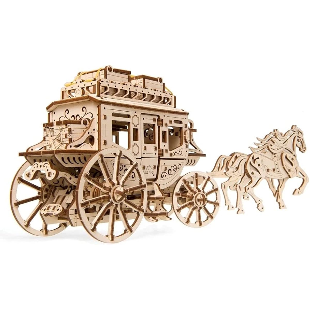 Ugears Stagecoach 70045 Wooden Puzzle Craft Model No Glue Tools Required Intermediate Adult