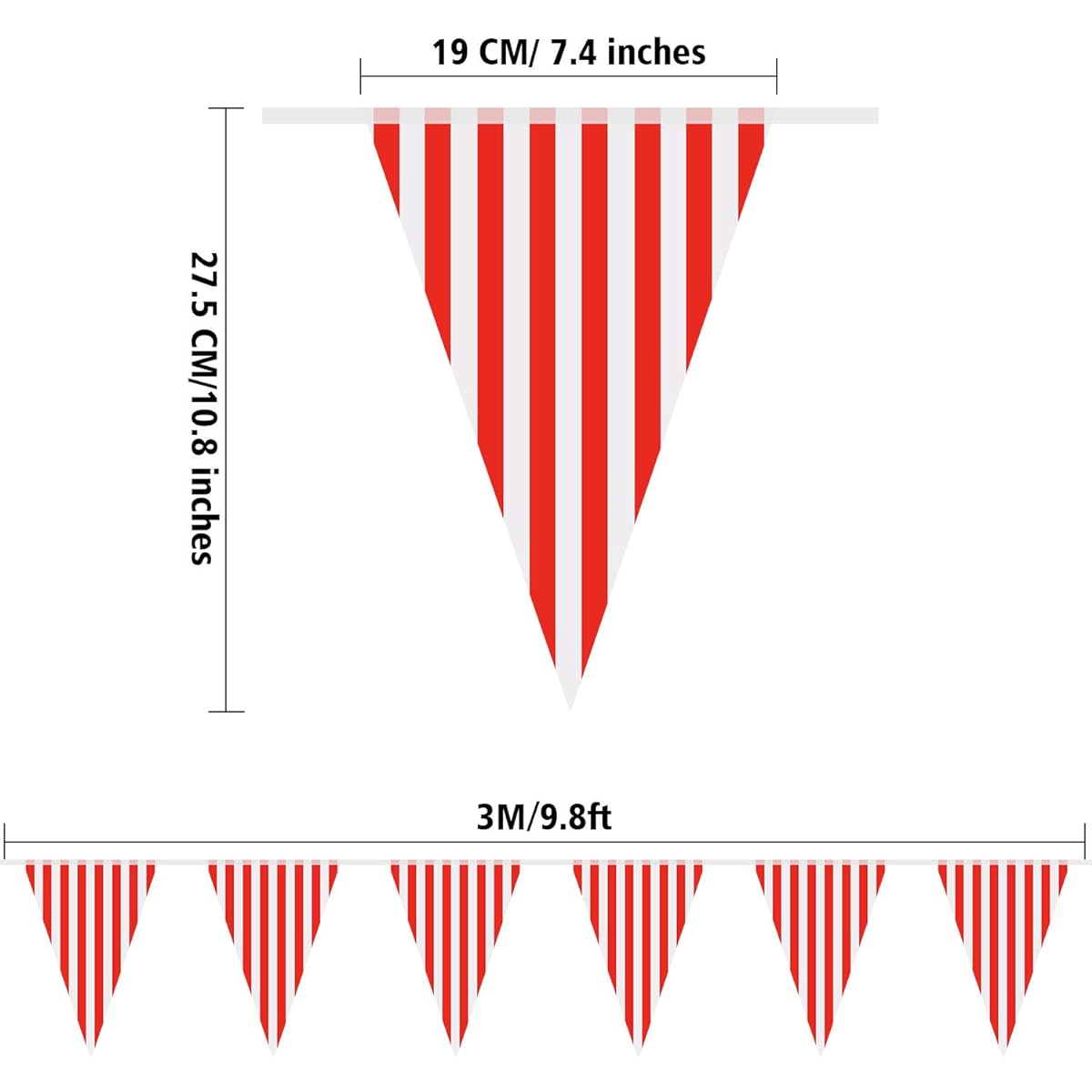 Carnival Circus Party Decorations Supplies Circus Carnival String Flag Banner Red and White Pennant Banner Triangle Flags for Carnival Birthday Party 7.4 x 10.8 Inch 5 Pack