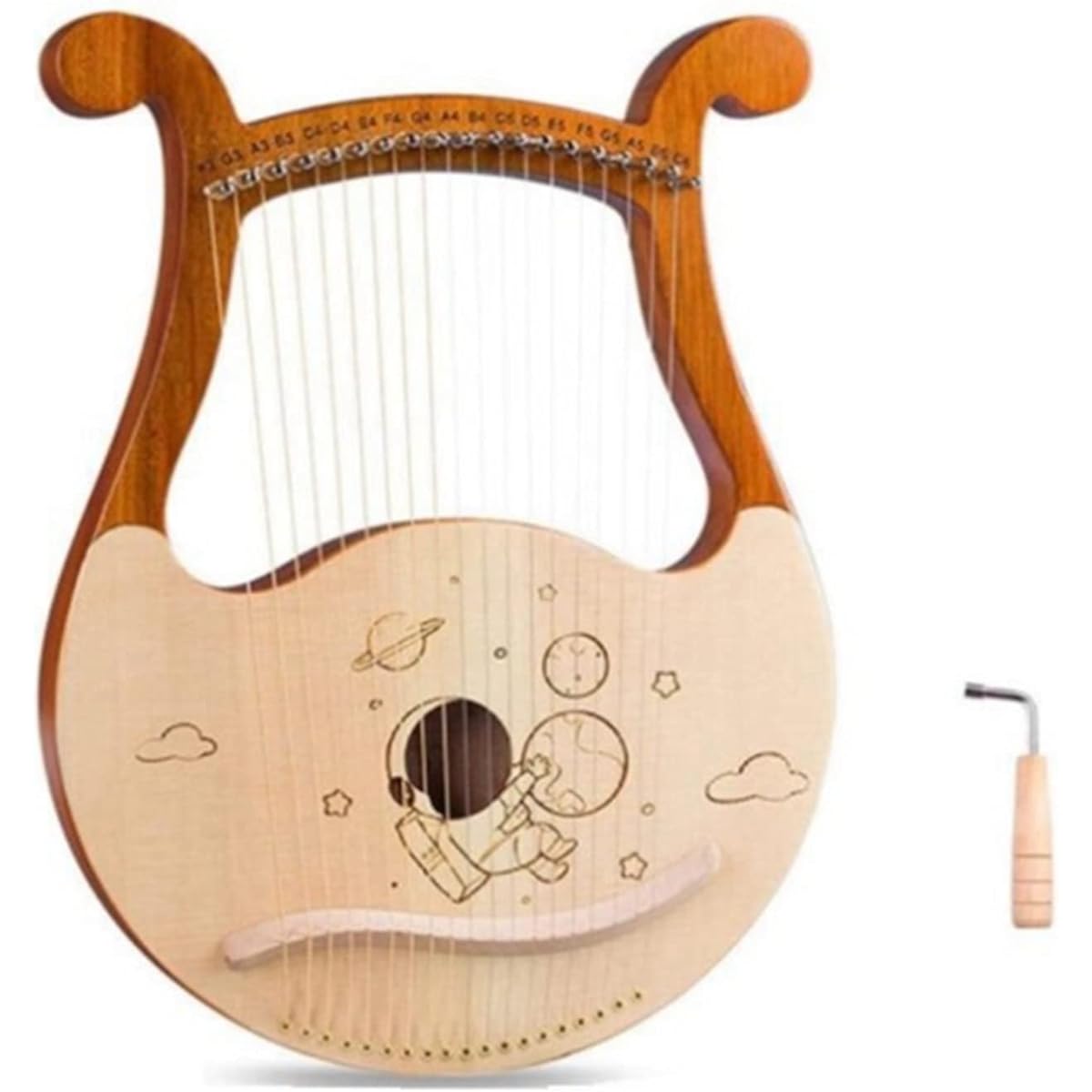 WowZza 19 String Lyre Harp Portable Harp with Extra Strings Tuning Lever Harp Instrument for Beginners