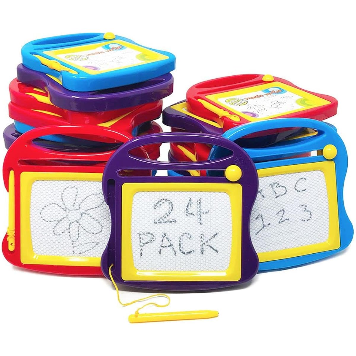 Boley Mini Doodle Boards - 24 Pack Magnetic Drawing Board Set for Kids - Portable Toddler Writing Tablets & Sketch Pads for Ages 3+