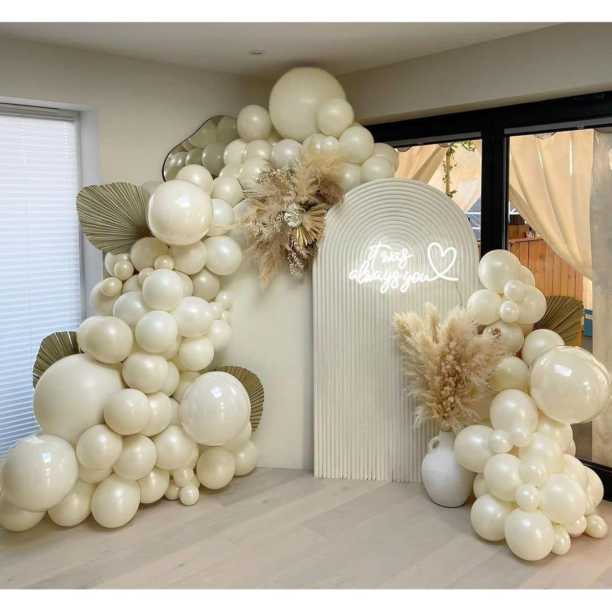 Sand White Balloons Double Plush Balloon Garland White Pearl Latex Balloons Different Size Ivory Balloons 18/12/5 Inch Neutral Balloon Arch for Birthday Wedding Bridal Baby Shower Party Decoration