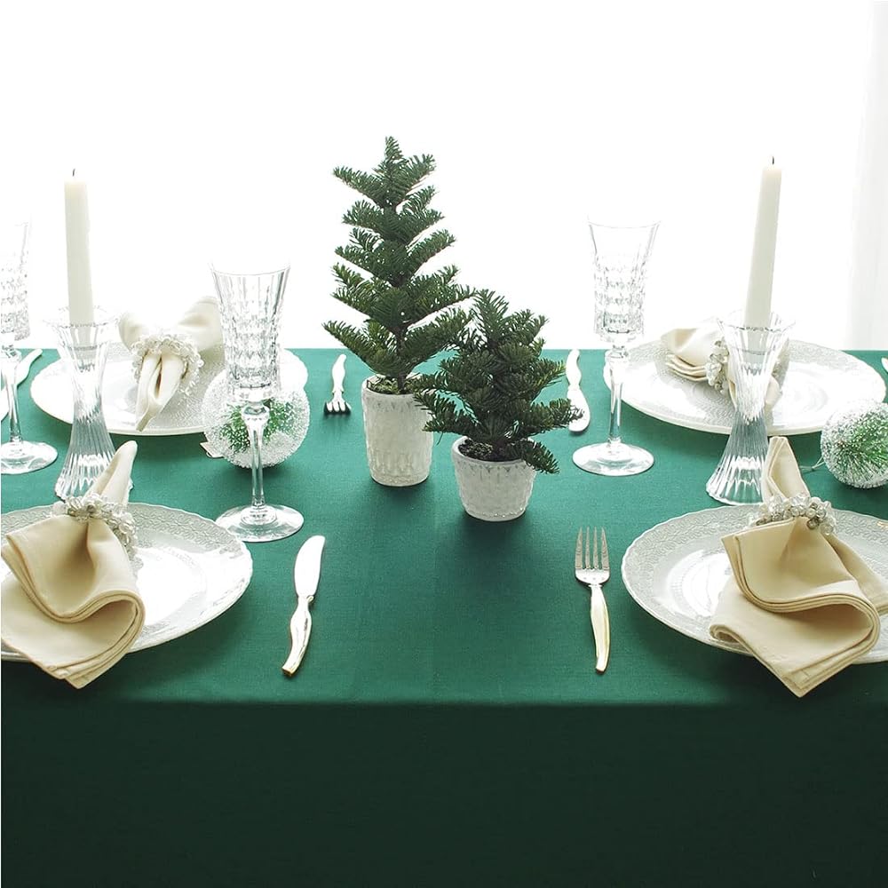 Blooming Nakanishi Table Cloth Delicious Color (Laurie (Dark Green) / 130 x 200cm) For 4 People, Water Repellent, Rectangular, Plain, Machine Washable (Water Repellent Finished/Made in Japan) 400200-0001-63