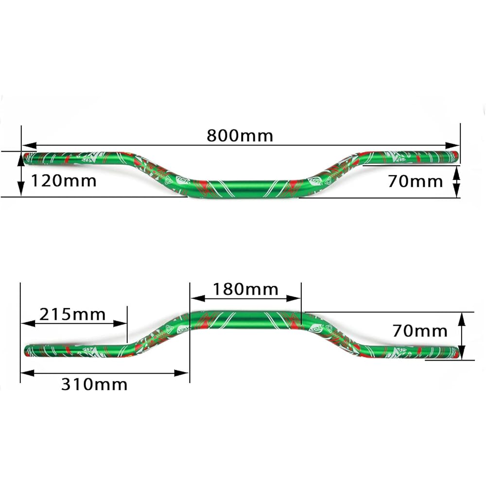 JFG RACING Motorcycle 1 1/8" 28mm Handlebar Fat Handlebar Riser Mount Clamp Pad Grip Set for Dirt Bike Green Y151100131