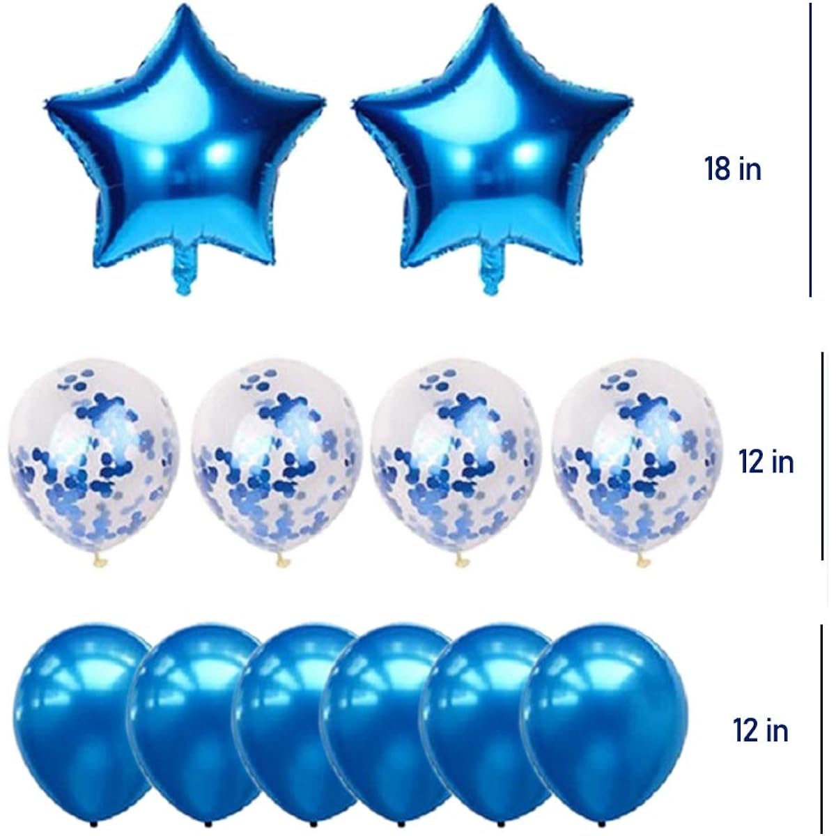 Socub Happy Birthday Balloons, Happy Birthday Banner, 2pcs Foil Balloons, 4pcs Confetti Balloons, 6pcs Latex Party Balloons for Birthday Party Decorations, Blue