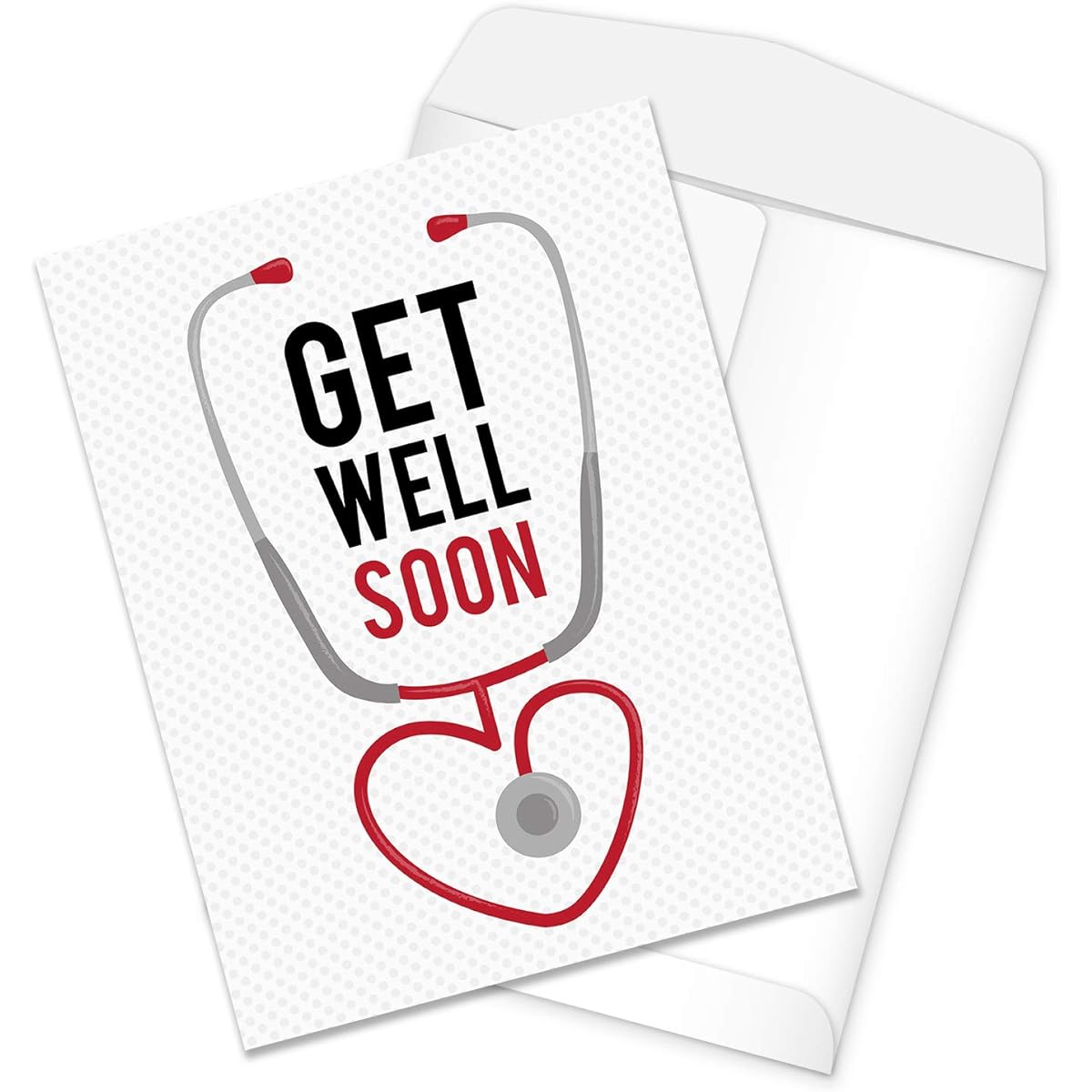 Large Illustrated Get Well Card/8.5" x 11" Large Greeting Card/Modern Extra Large Stethoscope Card
