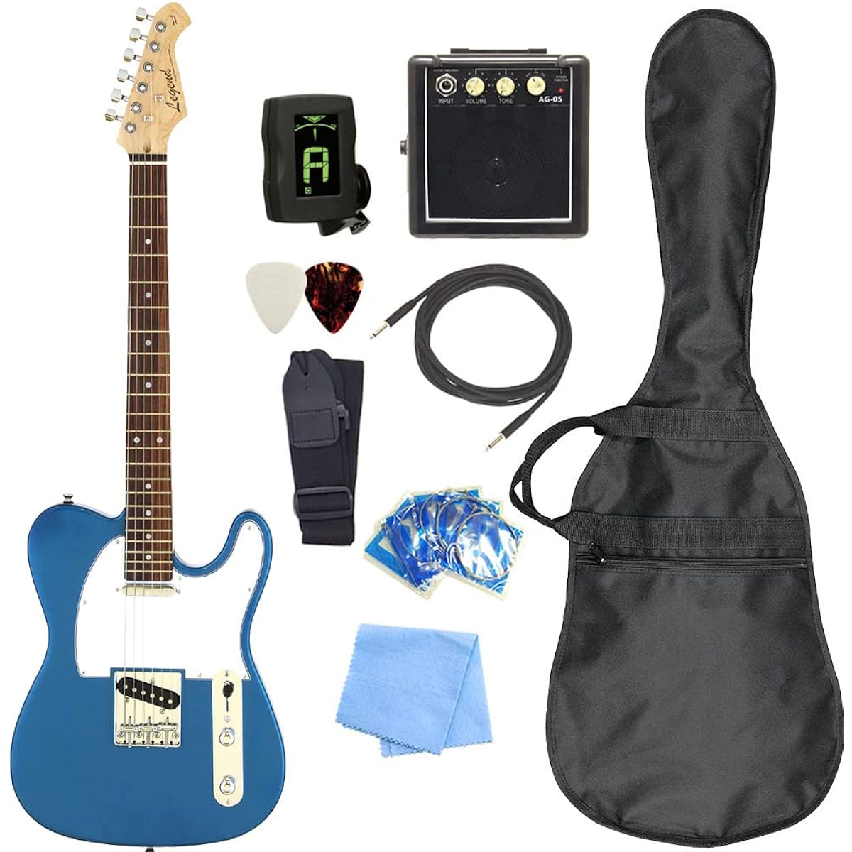 Electric guitar beginner set Telecaster type mini amplifier 9-piece set Legend LTE-Z MBL/R [98765]