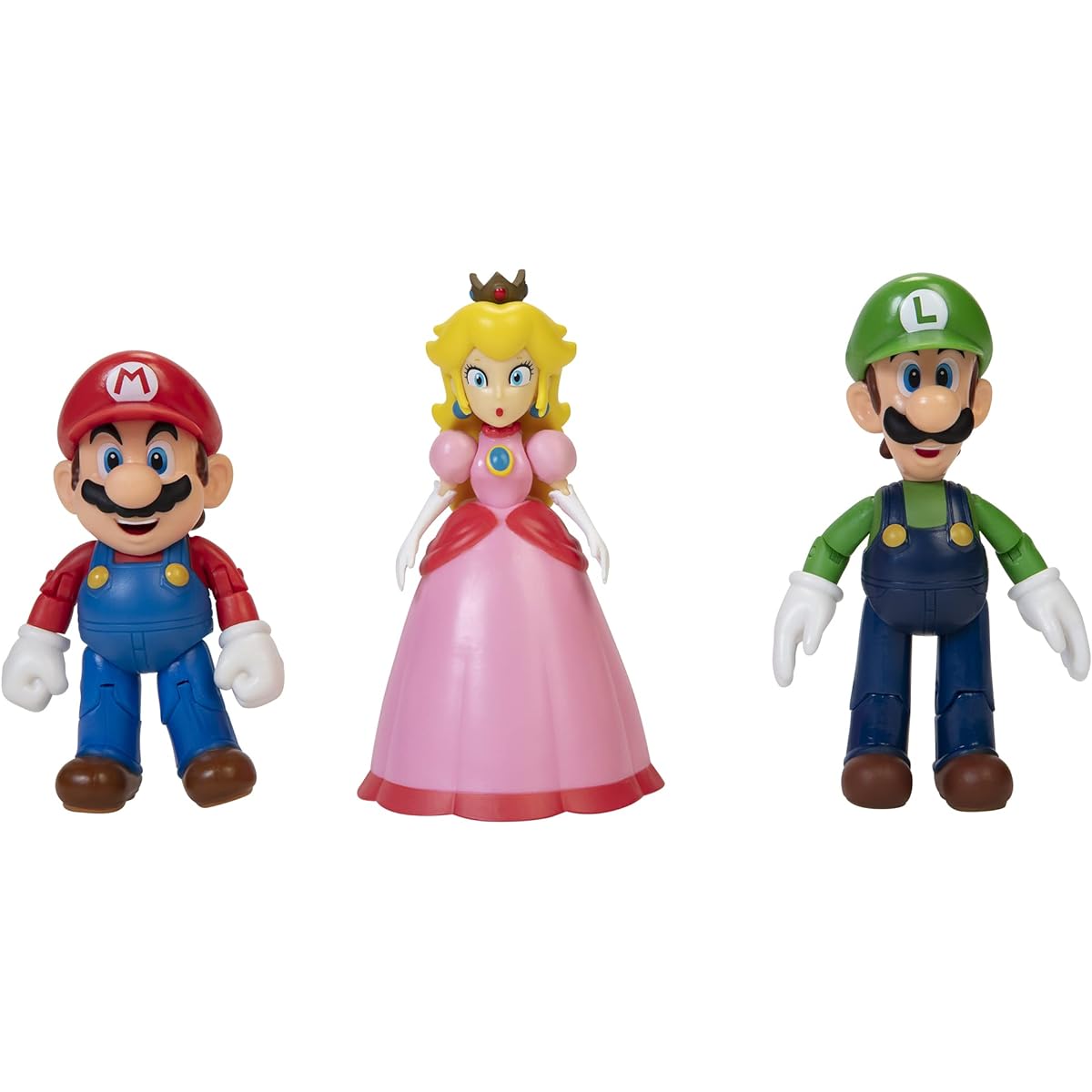 World of Nintendo 4-inch Action Figures/Mushroom Kingdom Set of 3 (Mario, Luigi, Princess Peach)