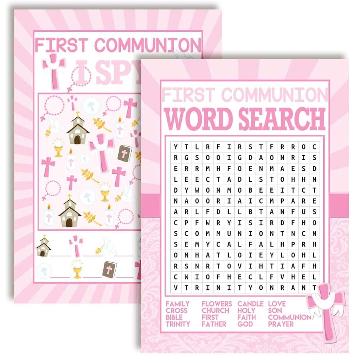 AmandaCreation First Communion Religious Words Search I Spy Fill In The Blank Cards 10 4" x 5.5"