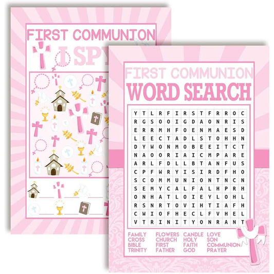 AmandaCreation First Communion Religious Words Search I Spy Fill In The Blank Cards 10 4" x 5.5"