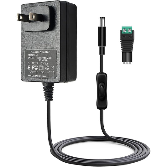 12V 2A 2000mA 24W Power Adapter Regulated Switching Power Cord 120VAC - 12VDC Transformer