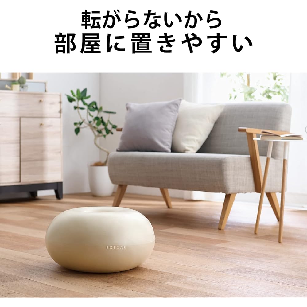 ELECOM Balance Ball 50cm Ekuria Sports Donut Shape L Size Non-Rolling with Pump Ivory HCF-BBDLIV