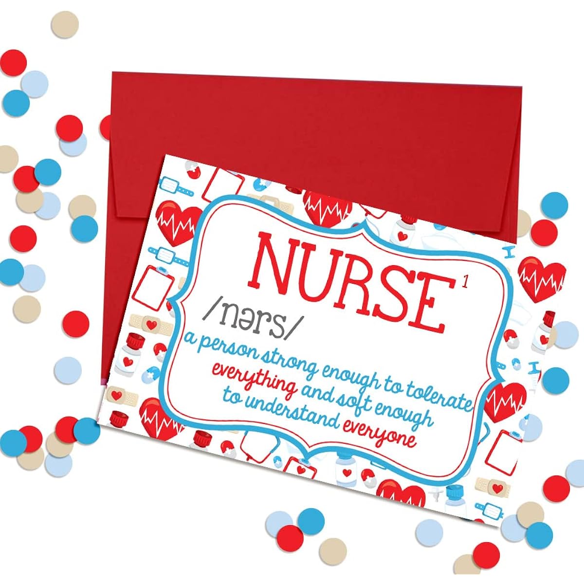 Amanda Creation Definition of a Nurse Appreciation Theme Blank Folded Card Single (1) Nurse Greeting Card 4" x 6" (When Folded)