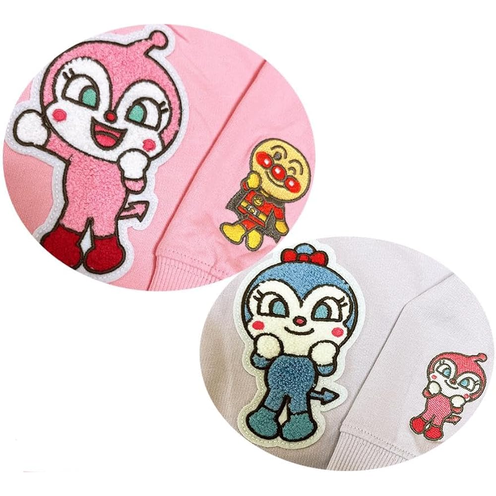 [Bandai] Anpanman 4 Characters Sagara Embroidery Sweatshirt, Long Sleeve, Shirt, Children's Clothing, Mini Fleece (EA3796)
