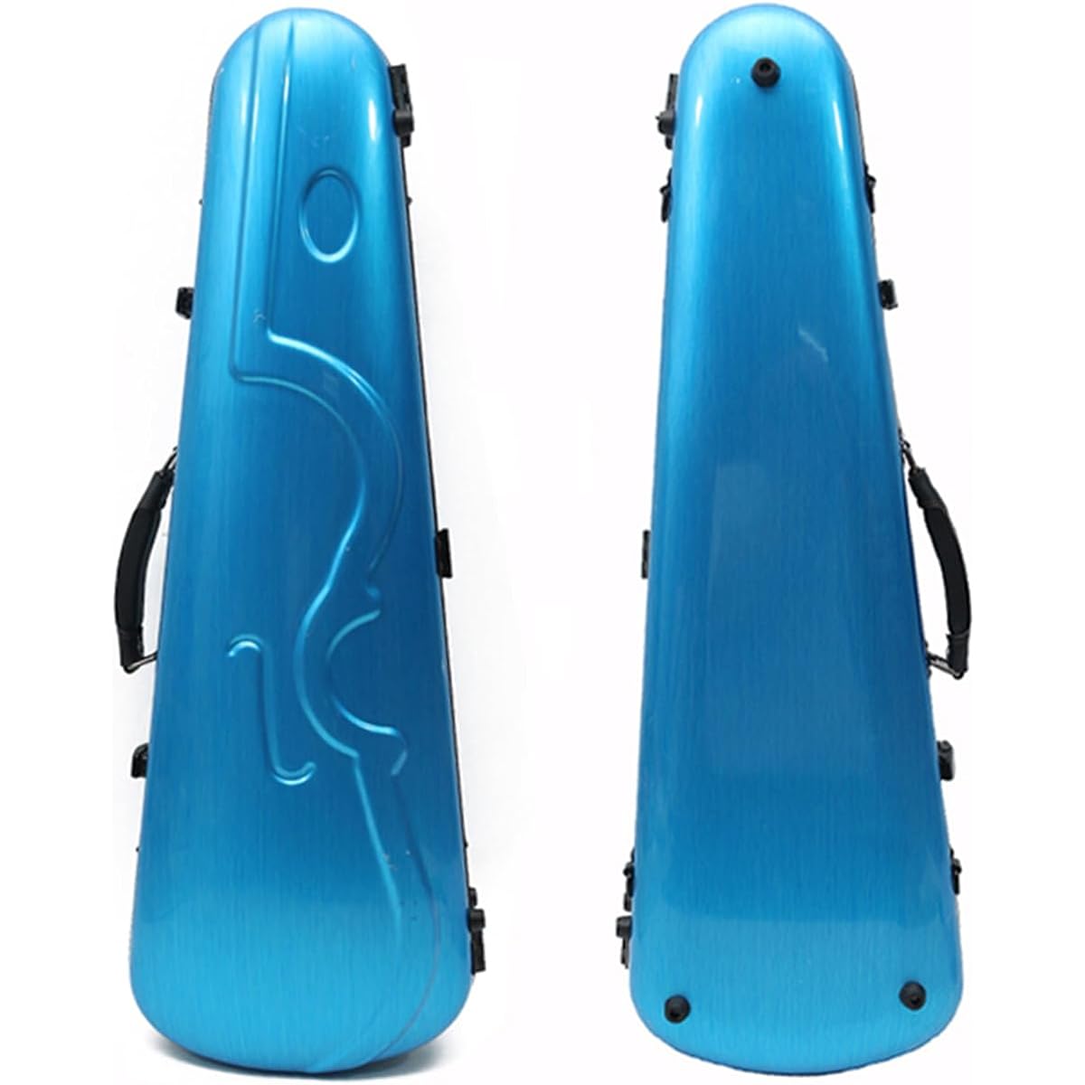 WUQIMUSC Violin Case 4/4 Full Size Hard Shell Waterproof Violin Box Surface Texture Design Travel Case, Blue, #Blue, Back Strap.