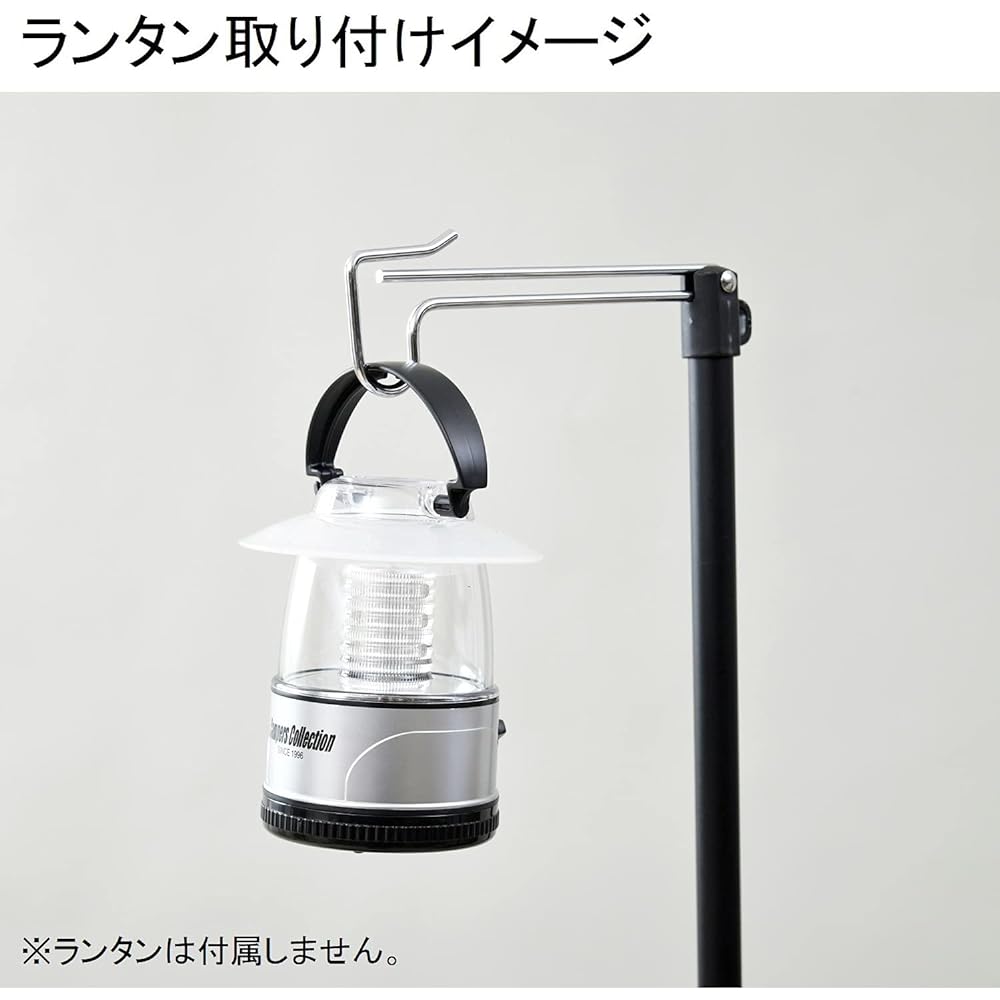 [Campers Collection Yamazen] Tough Light Table with Lantern Pole Black LTT-6060P(MBK) Body Size: Width 60 x Depth 60 x Height 109/155cm (Table Height 26cm)