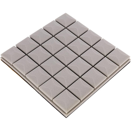 Anti-noise Acoustic Foam Panels, Soundproofing Foam Panels with Self-adhesive Mushroom Padding Tiles for Music Studio Game Room Bedroom 50503.8cm (Black 50*50*3.8cm) (Grey 50*50*3)