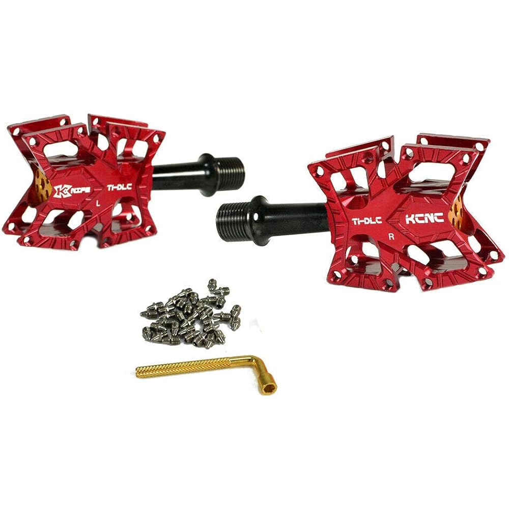 KCNC KNIFE Titanium Spindle Road Platform Pedals, Red, KPED01-TI-R, SK2173