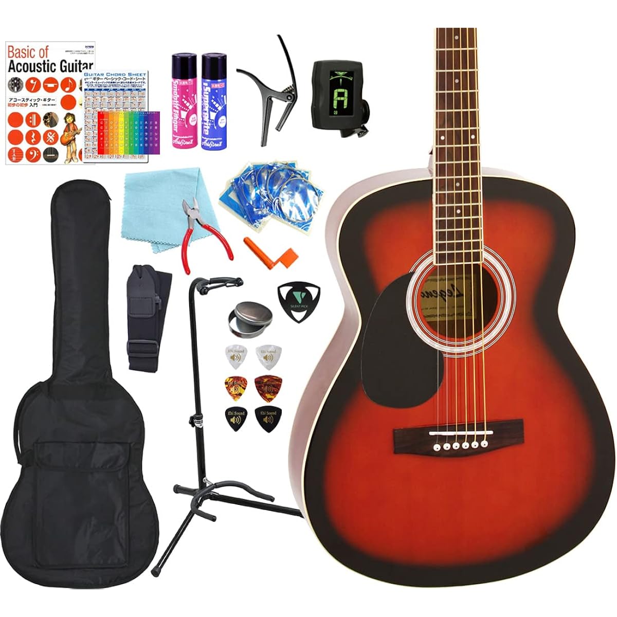 Acoustic guitar, left-handed, beginner, 18-piece set, Legend FG-15LH, acoustic guitar, beginner, BS [98765]