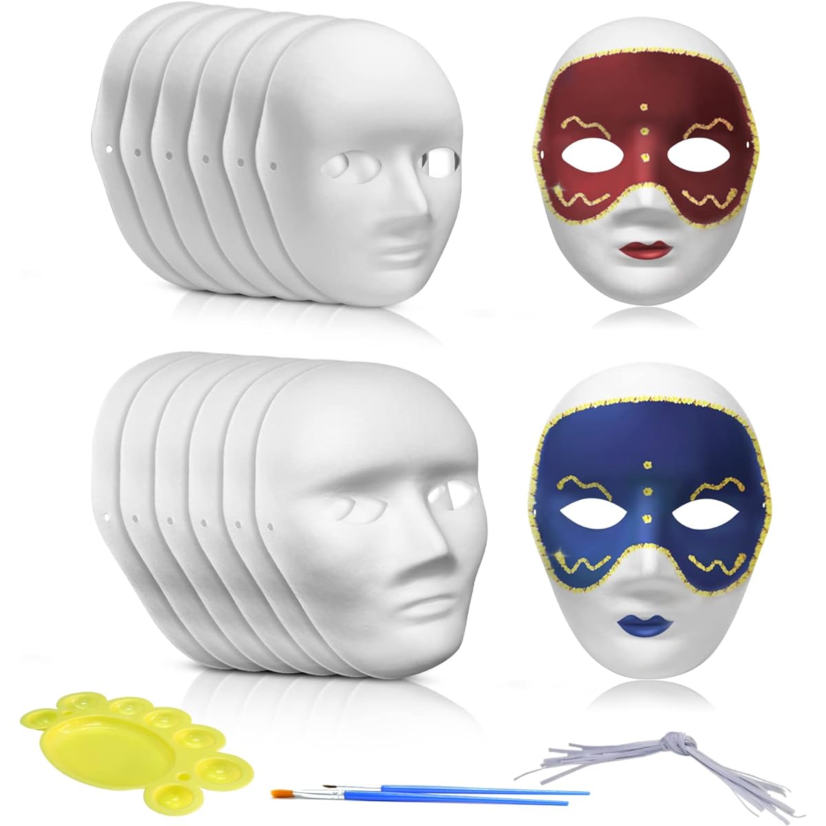 Qavctw 16pcs DIY White Masks Unpainted Plain Craft Masquerade Masks for Halloween Christmas Mardi Gras Party Masks