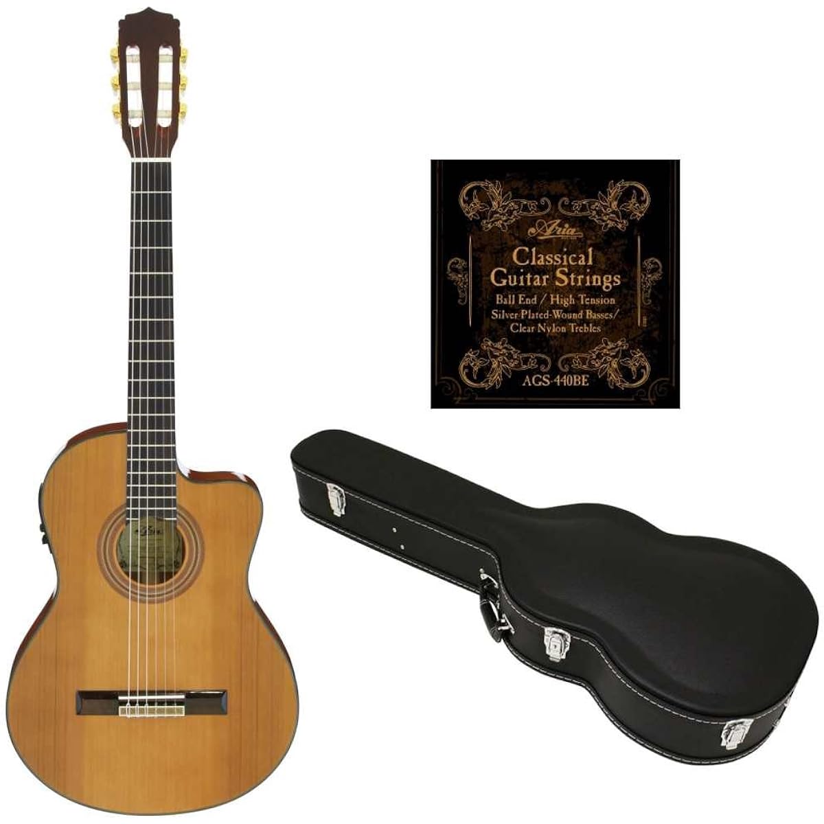 [Hard case + spare strings included] ARIA/Aria A-35CE Elegat