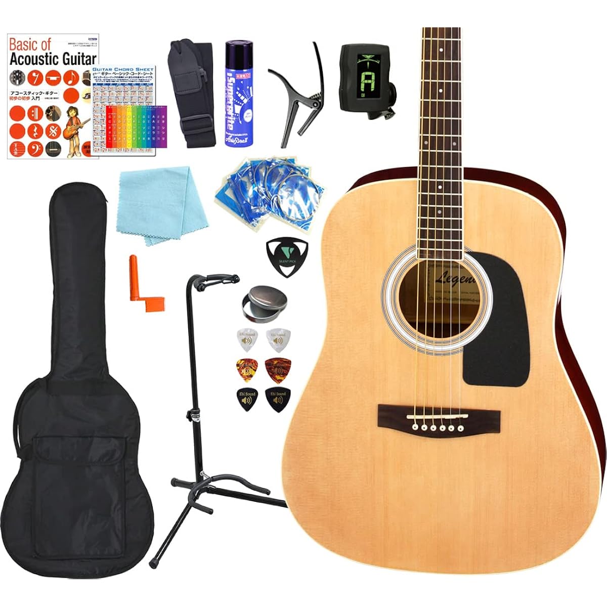 Acoustic Guitar Western Type Legend WG-15 Acoustic Guitar Beginner 16-piece Set N [98765]