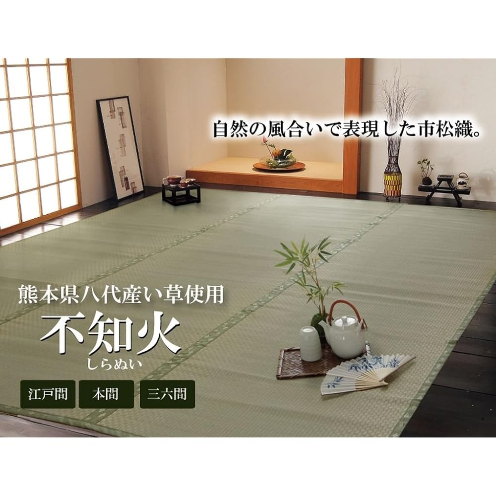 Ikehiko Igusa Rug Shiranui Edoma 10 tatami mat approx. 440 x 352 cm Made in Japan Overlay Carpet Checkered Weave Hiba Processing #6300139