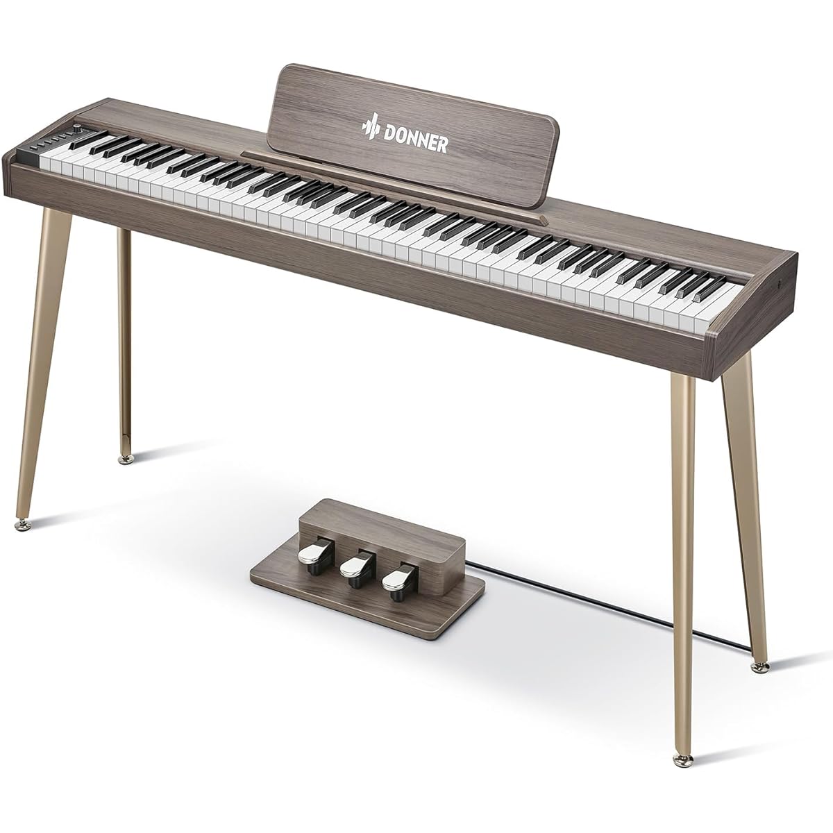Donner Digital Piano 88 Keys Wooden Touch MIDI Compatible 3 Pedal Stand with Adapter Beginners Children Adults Compact Japanese Instruction Manual DDP-60 Gray