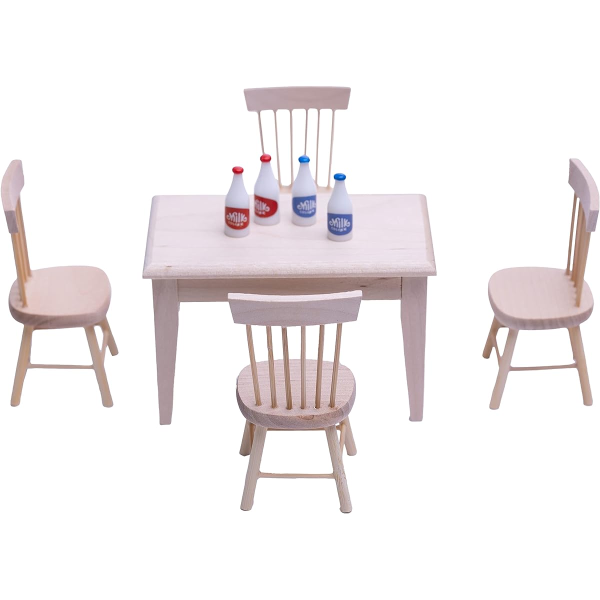 Taponukea Miniature Dollhouse Furniture and Accessories 1 12 Scale Dollhouse Miniature Furniture Wooden Dining Table Chair Bottle Model Set