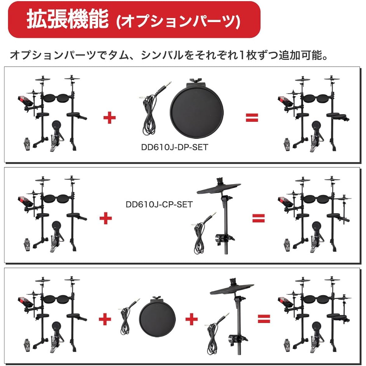 MEDELI Electronic drum expansion pad compatible model DD610J-DIY KIT (with drumsticks)