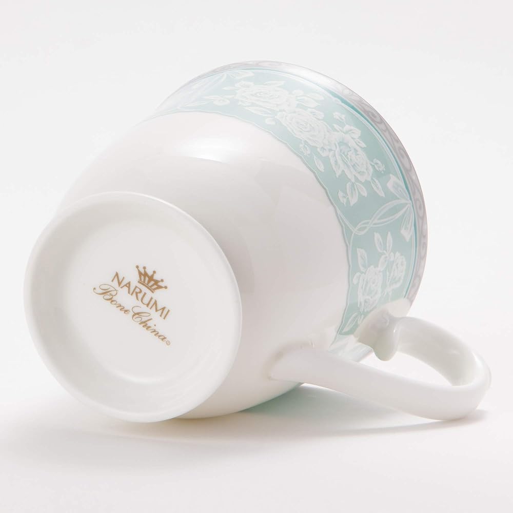 NARUMI Pair Mug Grace Air 290cc Green Lace Pattern Elegant Pattern Cute Stylish Wedding Gift Present Microwave Warmable Gift Box Included 51707-21475P